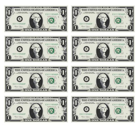 Fake Dollar Bill Printable
